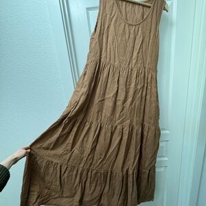 Handmade Linen tiered maxi dress with pockets by LinenDi